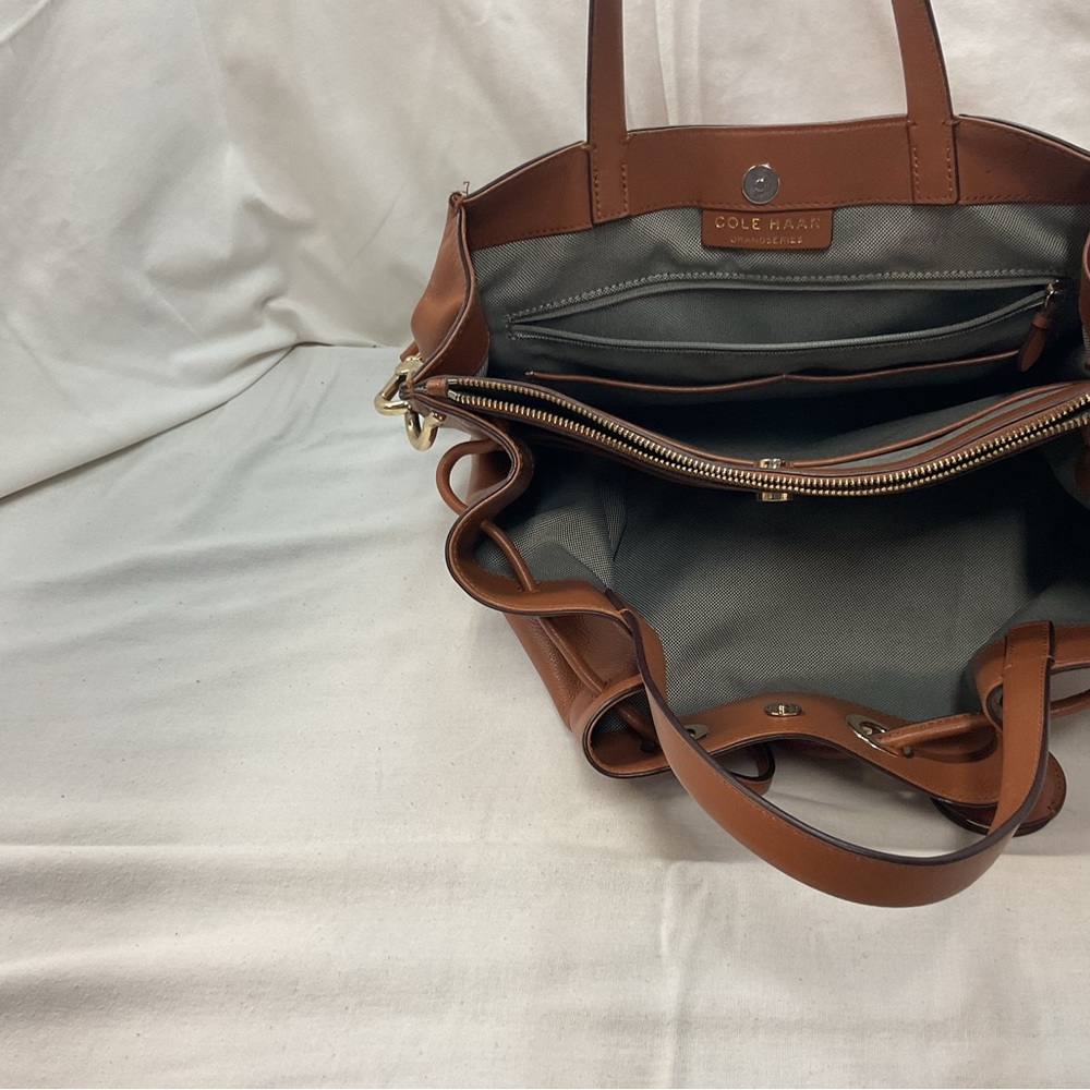 Cole Haan Grand Ambition Women's Brown Leather Handbag Sinch Top Shoulder Strap - Picture 7 of 12